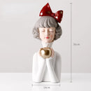 Creative Bow Girl Resin Vase Statue Decoration For Living Room Bedroom