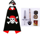 Children's Pirate Cape Costume With Skull Hat Toy Set For Parties