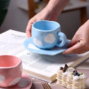 Clouds Ceramic Coffee Cups With Saucers Irregular Dessert Plates Set