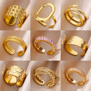 316L Stainless Steel Rings For Women Gold Color Classic Wedding Couple Rings