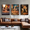 Cat Pizza Canvas Wall Art Cute Kitten Eating Pizza Home Decor