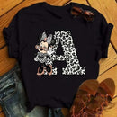 26 Letter Printed Women T-shirts Casual Graphic Summer Short Sleeve Tops