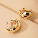 Chunky Hoop Earrings Gold Color Double Ring Thick Geometric Drop Earrings