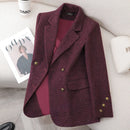 Elegant Women's Woolen Jackets Casual Korean Style Blazers Outerwear