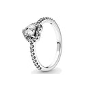 Pink Bow Heart Ring Sparkling Double Heart Design For Women