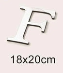 3D Silver English Letters Wall Stickers Acrylic Mirror Home Decor