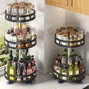 Spice Rack Organizer 360 Rotation Non-Skid Jar Can Storage Tray