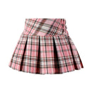 Girls Plaid Skirt Summer A-line High Waist College Style Short Skirt