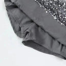 Sparkly Sequin Skirt For Girls Toddler Dinosaur Pleated Elastic Waistband