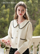 Women Vintage Lace Cardigan Elegant White Short French Style Jacket