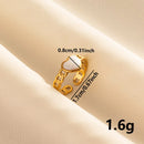 Bohemian Adjustable Stainless Steel Ring White Enamel Gold Color