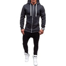 Mens Zip Hooded Sweatshirt Jacket Solid Colour Casual Lightweight Top
