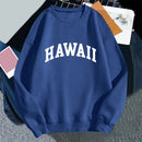 Hawaii Print Women Hoodies Oversized Vintage Round Neck Sweatshirt