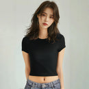 4 Pieces Women's Basic Short Sleeve T-Shirt Solid Color Summer Top