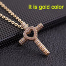Zircon Cross Necklace Stainless Steel Pendant Shiny Hip Hop Jewelry
