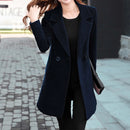 Women Wool Blend Coat Double Breasted Long Sleeve Office Winter Overcoat
