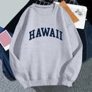 Hawaii Print Women Hoodies Oversized Vintage Round Neck Sweatshirt