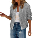 Women Sequin Jacket Long Sleeve Glitter Casual Elegant Cardigan