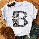 26 Letter Printed Women T-shirts Casual Graphic Summer Short Sleeve Tops