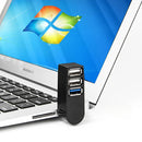 Rotatable USB Hub Adapter 3 Ports Mini Data Transfer For Laptop