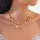 Salircon Gold Starfish Pendant Necklace Summer Beach Jewelry For Women