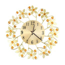 35cm European 3D Large Wall Clock Flower Rhinestone Silent Design