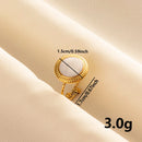 Bohemian Adjustable Stainless Steel Ring White Enamel Gold Color