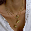 LATS Gold Plated Chunky Alphabet Pendant Necklace For Women Men