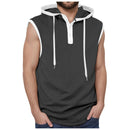Mens Sleeveless Hoodie Slim Fit Cotton Fitness Sports Tank Top