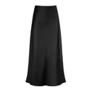 Women's High Waist Satin Skirt A-Line Glossy Solid Color