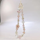 Glass Bowknot Flower Bead Phone Strap Lanyard Charm Keychain Pendant