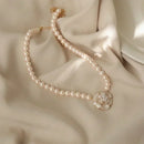 Women's Pearl Necklace Gold Beads Double Layer Chain Choker