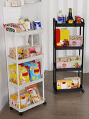 Plastic Rolling Utility Cart With Handle And Wheels For Storage Organizer