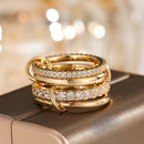 Two-Color Copper Ring Four-Ring Stacking Jewelry For Women
