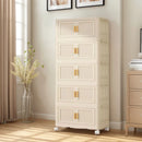 Foldable Storage Cabinet With Wheels Dustproof Wardrobe Organizer