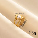 Bohemian Adjustable Stainless Steel Ring White Enamel Gold Color