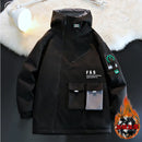 Men's Hooded Zipper Jacket Pilot Style Loose Velvet Coat