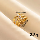 Bohemian Adjustable Stainless Steel Ring White Enamel Gold Color