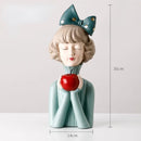 Creative Bow Girl Resin Vase Statue Decoration For Living Room Bedroom