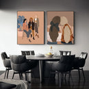 Abstract Boho Wall Art Canvas Nordic Girl Flowers Cactus Prints