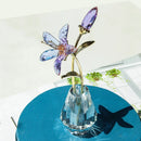 Crystal Lily Flower Figurine Purple Glass Vase Lucky Home Decor