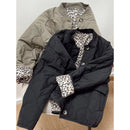 Women Padded Jacket Leopard Print Cotton Quilted Warm Puffer Coat