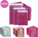 50Pcs Holographic Bubble Mailer Rose Red Padded Envelopes For Shipping