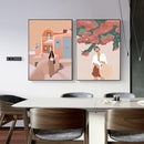 Abstract Boho Wall Art Canvas Nordic Girl Flowers Cactus Prints