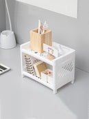 Double-Layer Storage Rack Plastic Organizer For Bathroom And Desk