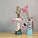 Resin Succulent Planter Animal Head Sculpture Zebra Giraffe Pot