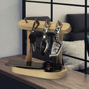 Wooden Key Storage Rack With Brass Hooks Bamboo Shelf Organizer