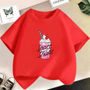 Girls Strawberry Milk Shake T-shirt Cute Pink Cartoon Short Sleeve Tee