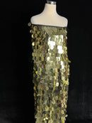 1yard 4cm Golden Sequin Fabric Oval Shape For Ceremonial Dress