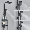 Black Digital Thermostatic Shower Faucet Rainfall Mixer Tap With Shelf